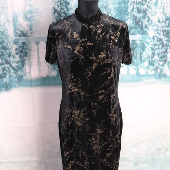 Asian Inspired Velvet Dress - Picture 1 of 3